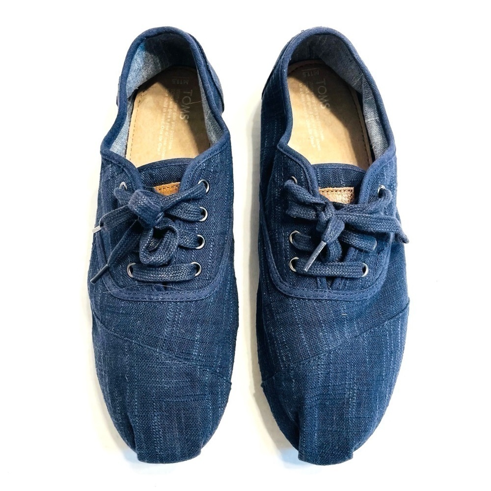 Toms Men’s Navy Blue Canvas Lace Up Casual Sneakers Size 11.5